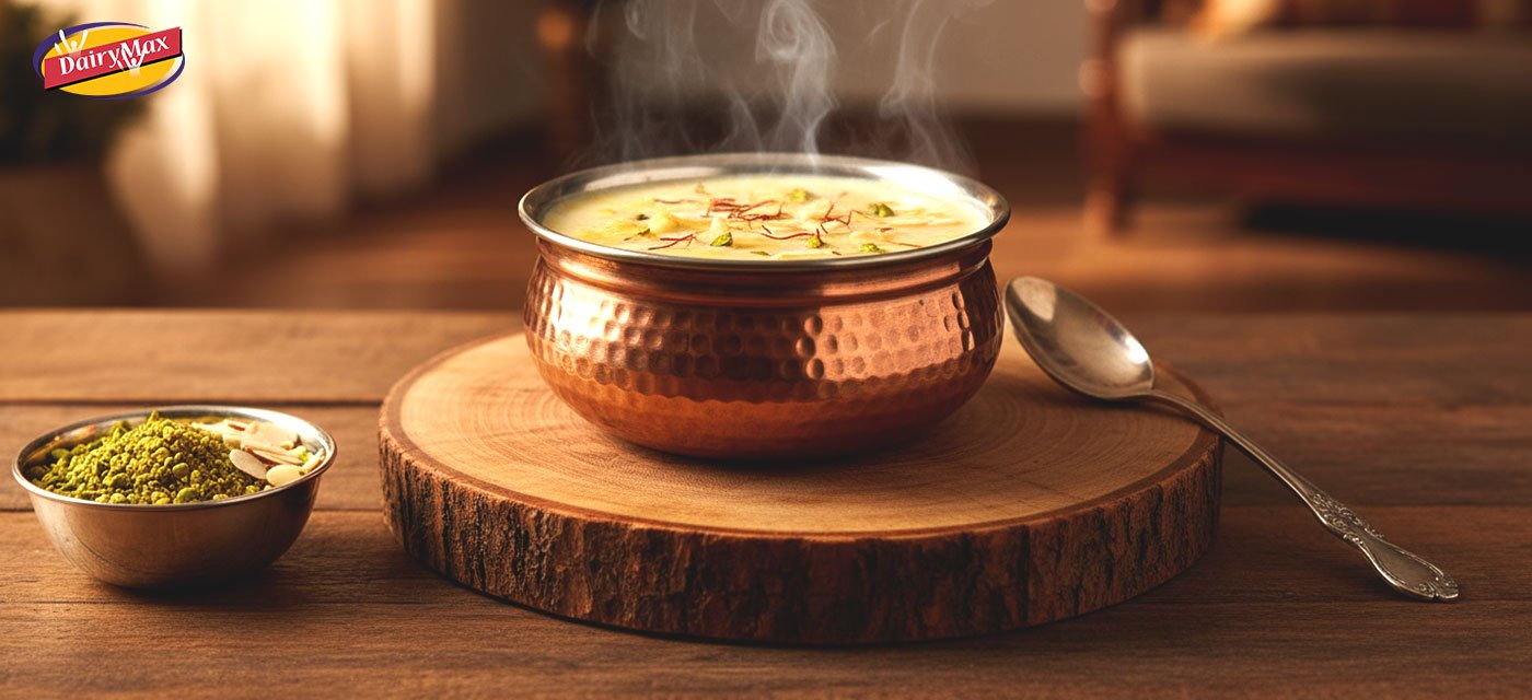 Bowl of creamy kheer made with fresh Canadian milk